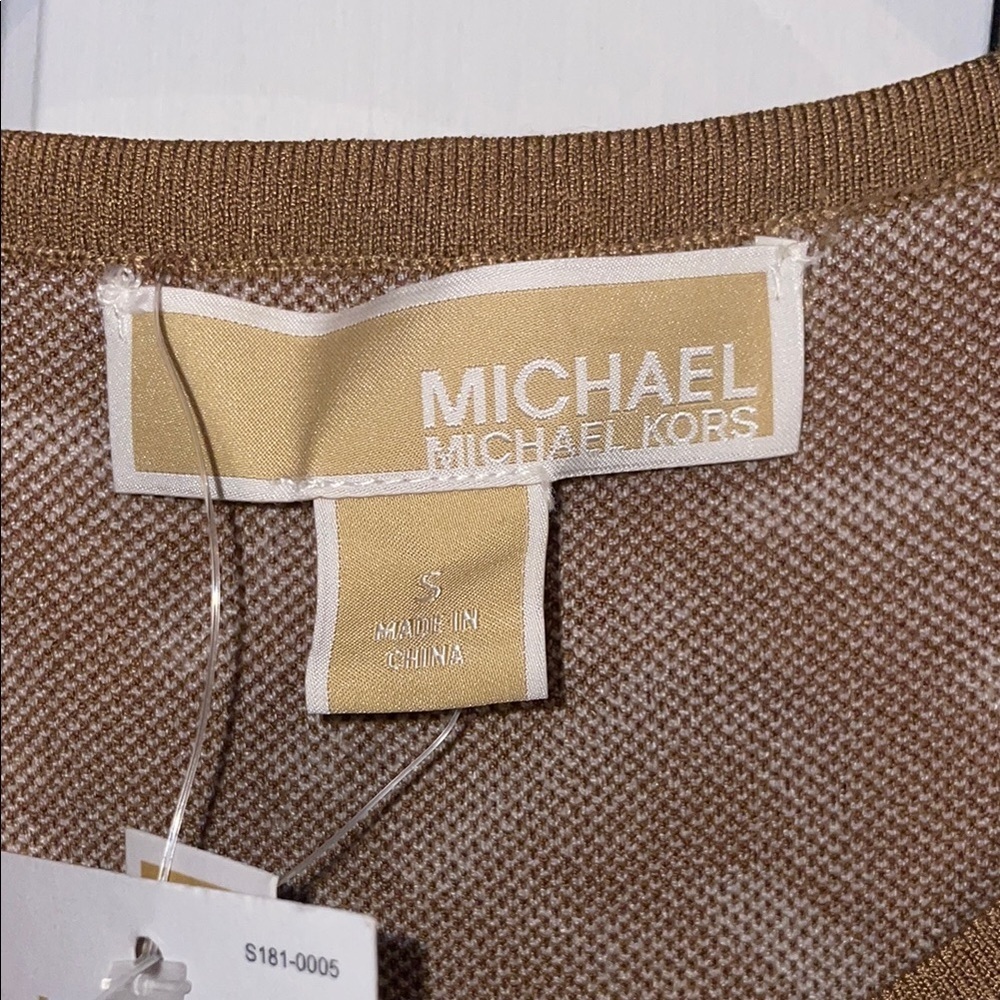 Michael Kors Tan and White Halter Sheath Dress - Picture 2 of 9